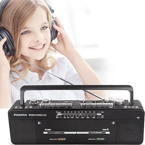HSRG Retro Cassette Player Recorder, Bluetooth Boombox with AM/FM Radio, Double Tape Player, One-Click Recording/Transcription, Radio Speaker and Earphone Jack, Classic Retro Style
