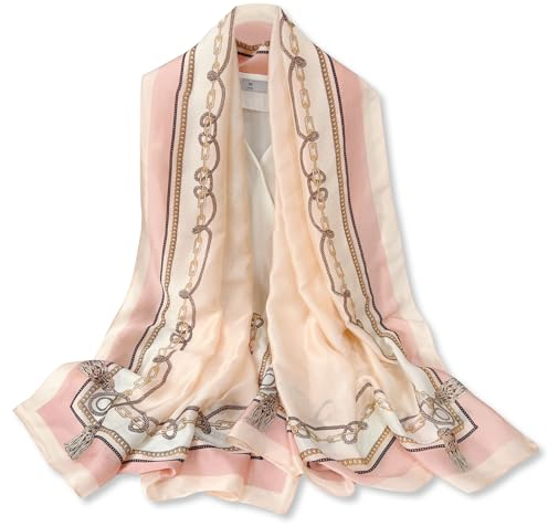 LumiSyne Seidenschal Damen Anker Gänseblümchen Gedruckt Paisley Muster Lange Große Schals Leicht Warme Halstücher Stola Sonnencreme Kopftuch Strand Wrap Ganzjährig