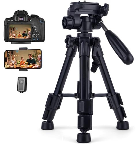 Mini tripod camera, Zetong 24-inch lightweight aluminum camera and mobile phone remote control tripod, universal 1/4-inch quick-release plate