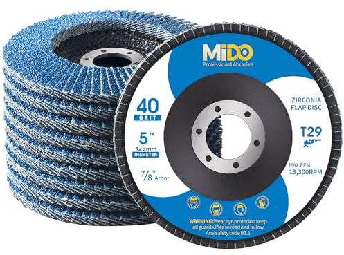 Dischi lamellari da 125 mm, grana 40, confezione da 10 dischi abrasivi tipo 29, dischi abrasivi per smerigliatrice angolare per smerigliatrice angolare per levigatura di metallo e legno