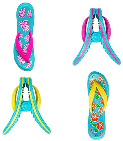 Aweisile Strandtuchklammern 4 Stück Flip Flop Strandtuch-Clips Badetuch Clips Groß Klammern Strandtuch Badetuchklammern für Strandliegen Handtücher Towel Clips für Wäsche Strandtuch Badetuch, AN0417