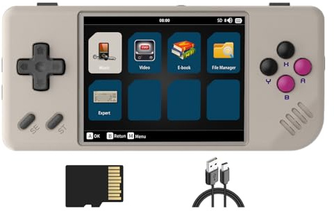 RG28XX Consola de juegos de mano retro de 2.8 pulgadas, reproductor de videojuegos, tarjeta TF 64G preinstalada 5000+ juegos 3100mAh batería (gris)