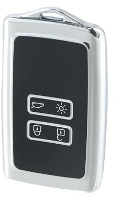 Anseom Autoschlüssel Hülle für Renault, Silber Silikon Schlüssel Cover TPU Smart Key Case für Renault, 4 Tasten Keyless Schlüsselgehäuse Auto Schlüsselhülle für Renault Clio Dacia Espace Master Megane