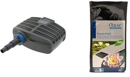 OASE 20225 Filterpumpe AquaMax Eco Classic 2500E, 2600 l/h Förderleistung, energiesparende Bachlaufpumpe, Teichpumpe, Filter, Pumpe, Bachlauf & 34876 Pumpenschutzbeutel, schwarz