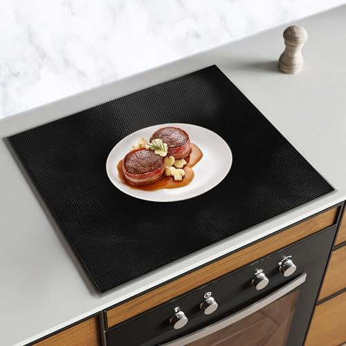 LOREC 60x52cm Black Large Induction Hob Protector Mat Silicone Induction Hob Cover Waterproof (Magnetic) Cooktop Scratch Protector Multifunctional Silicone Mats Heat Resistant Anti Slip BPA Free