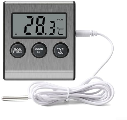 Hasaller Monitoring Thermometer for Refrigerator Freezer Fridge Adjustable Temperature Unit Digital Thermometer Temperature Monitor with External Probe for Fridge Freezer Refrigerator Aquarium