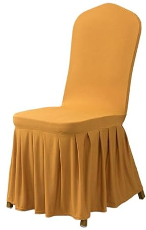 NNCSNE Stuhlhussen for Hochzeiten, Party-Dekoration, Spandex, mit Rock, Plissee, elastischer Stretch, Esszimmer, Geburtstag, Hotel, Bankett, Geschenk(Golden,1PC)