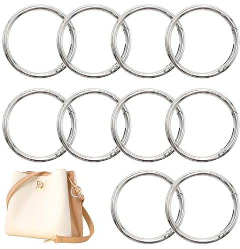 GOIYZTTR 10 Stück 60mm Runde Karabiner Karabinerhaken Zink Legierung Rund Groß Karabiner Ring Großer Schlüsselring Silber für Schlüsselanhänger DIY Handwerk Machen