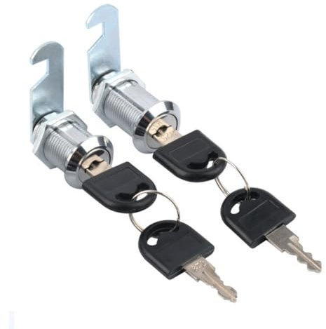 Heuskay 4 serrature a camma per armadietti, serrature a cilindro in metallo, a chiave, per cassetti con 2 diverse piastre di bloccaggio (40 mm)