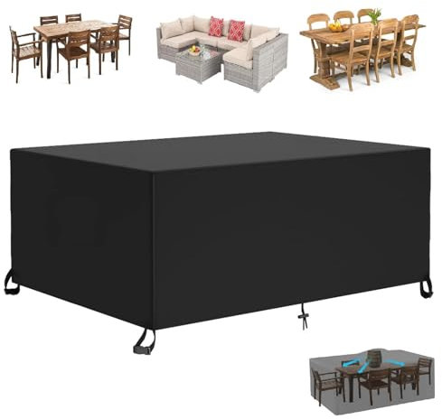 Abdeckung für Gartenmöbel-Set, 345 x 200 x 105 cm, wasserdicht, Rattan, Terrassenmöbel, Abdeckung für Outdoor-Sofa, Bistro-Set, schützt vor Regen und UV-Strahlen