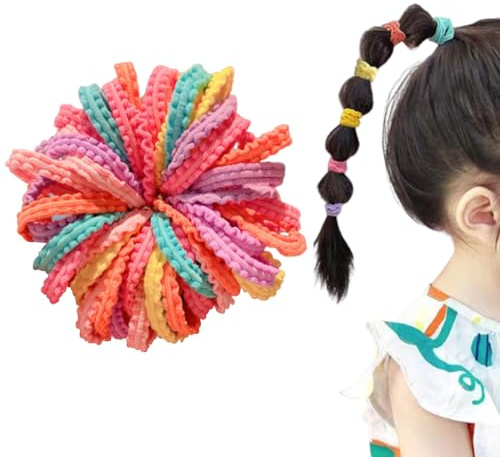 Elastique Cheveux Fille, 100 Pièces Élastiques à Cheveux Fille, Petit Elastique Cheveux, Chouchou Cheveux Fille Mini Chouchous Coloré pour Enfants Bébé Filles