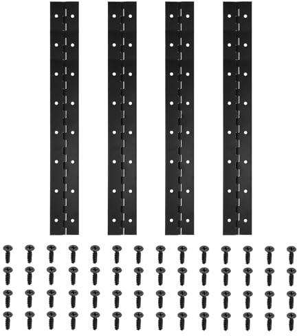 PATIKIL 16x2 Inch Piano Hinge, 4 Pack 304 Stainless Steel Continuous Hinge with Holes for Piano Gate Door Wooden Storage Box Cabinet Boat, Black