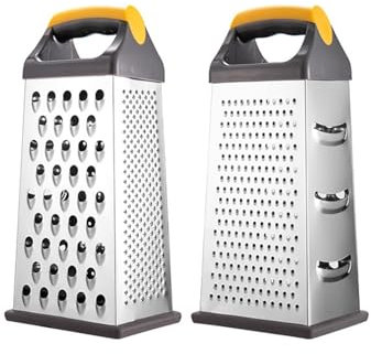 Cuchillas multifuncionales de acero inoxidable para el hogar, rallador, contenedor multiuso, cortador de verduras (amarillo, 2 piezas)