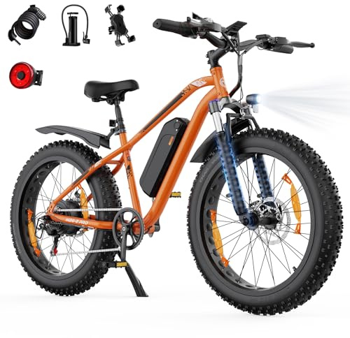 AOIHO E Bike, 26 x 4.0 Fat Tire EBike Herren Damen mit 48V 18Ah/13Ah Akku | Elektrofahrrad Reichweite 100-150 km, 250W 85NM Motor, Vollfederung, E Fatbike 7-Gang-All-Terrain E-Bike Mountainbike