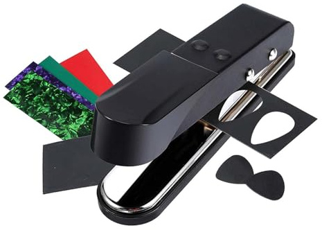 Gitarrenschneider Stanze 1 Satz für Selbstgemacht Gitarrenplektren | Legierung, Schwarz, Starke Federmechanik, Schneidet Abs und Kartenmaterial, 1 Satz Zufällige Farbe