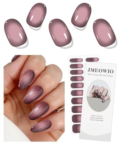 JMEOWIO Gradient halvhärdade gelremsor wraps nagelkonst klistermärke