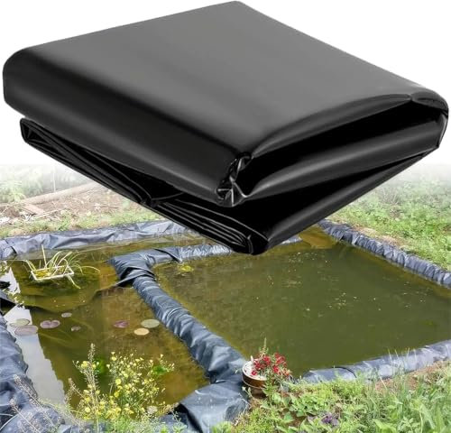 Grande rivestimento per laghetto in PE rinforzato da 0,5 mm, resistente, per stagni preformati all'aperto, cascate, torrenti, fontane, giardini d'acqua, resistenza ai raggi UV per oltre 10 anni