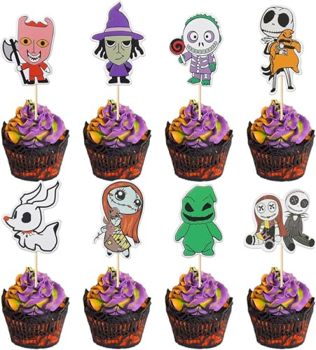 40 Stück Halloween Tortendeko Totenkopf Geist Kuchen Deko Halloween Cupcake Toppers für Alptraum Grusel Thema Jahrestag Geburtstag Party Cupcake Dekorationen
