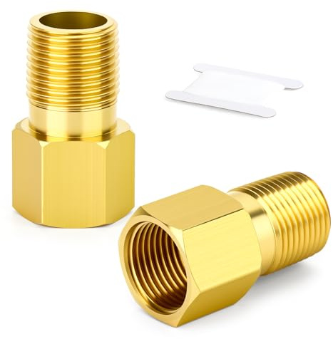 ERGAOBOY 2 piezas de tubo con boquilla de latón, rosca hembra a macho BSP de 1/8, adaptador de extensión de tubo recto de 35 mm de longitud, conector reductor para drenaje | Puertos roscados hembra a macho, perfil de extensión recto, sellado seguro a prueba de fugas, para acoplamiento fluido