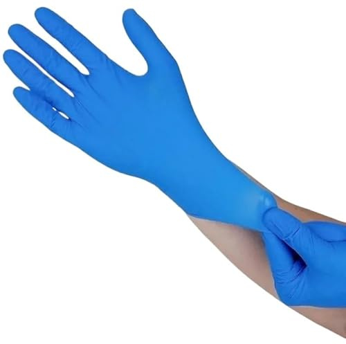 20/100 pezzi 4Mil Guanti blu in nitrile monouso in lattice senza polvere for la pulizia della casa for uomini e donne Tatuaggi Bellezza Preparazione alimentare(Blue 20PCS M)