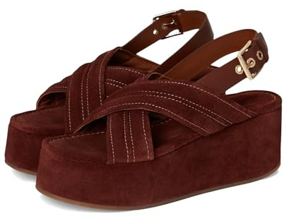 Free People Womens Beach Party Platform, Cathay Spice Suede, 8.5, Medium