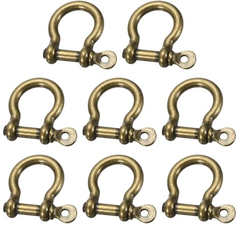 QUARKZMAN Schraub Schäkel 8.5mm Zinklegierung D-Ring Verankerung Schäkel U-Typ Schraubverbindung Für Schlüsselanhänger Schlüsselbund Armband Leder DIY Basteln Packung Mit 8 Dunkel Bronze