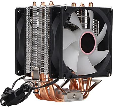 Generic CPU Cooler RGB Lighting Effect Direct Silent Fan, Compatible with LGA 1155/1156/1366/2011: Core i3/i5/i7, /AM2AM2+/AM3: Sempron, Athlon X2, Phenom 64 (Dual fans)