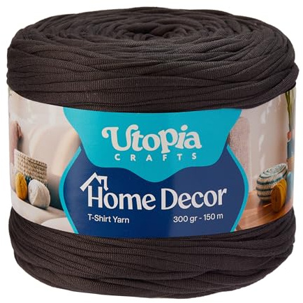 Utopia Crafts T-Shirt Garn Textilgarn Häkelgarn für Taschen 300 g (Rauchgrau)