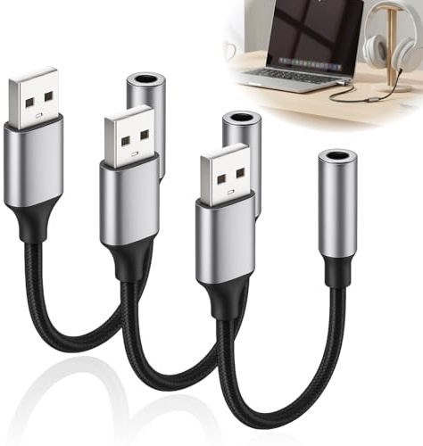 CanQuanSWZX 3PCS Adaptateur USB vers Jack 3,5 mm, Adaptateur Jack USB Audio Stéréo, Adaptateur USB Jack Externe, Câble USB Compatible avec Casque, PC, Tablette