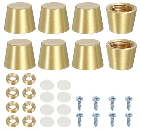 QUARKZMAN 8Pcs Pieds en Laiton pour Planche À Découper, 0.51 x 0.39 Mini Pieds De Meuble Antidérapants avec Vis Et Rondelles pour Planches en Bois Boîte Plateau Surélevé