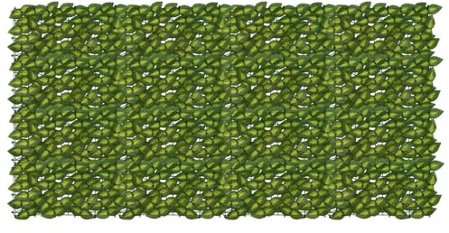 vidaXL Balkonsichtschutz mit Blättern Grün und Gelb 200 x 100 cm, Künstliches Efeu für Sichtschutz, moderne Balkon-Deko, pflegeleicht, wetterfest, Gartenteilung, Outdoorschutz