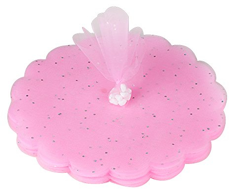 100 Stk. Tüllkreise Rund (Durchmesser ca. 24cm) Bonboniere Taufe Weihnachten Organzasäckchen Kommunion Organzakreis Tüll Gastgeschenk (Ohne Bänder) (Rosa)