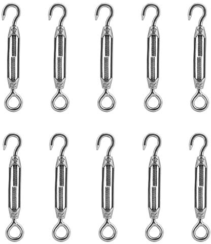 Hseamall, Spannschloss mit Haken und Öse, 304 Edelstahl, Spannschnallen, Draht-Spanner für Seil, Kabel, M4 Spannschloss mit Haken und Öse