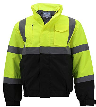 vkwear Men's Class 3 Safety High Visibility Reflective Neon Work Jacket (Large, M9099 Neon Yellow)