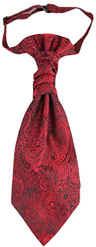 WANYING Vorgebunden Plastron Krawatte Verstellbar mit Hakenverschluß Hochzeitskrawatte auf Hochzeiten - Paisley Pattern Bordeaux Rot