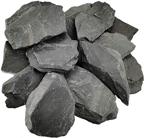 Voulosimi Natural Slate Rocks PH Neutral Stone Perfect Rocks for Aquariums, Landscaping Model,Tank Decoration,Amphibian Enclosures (12 LB, 5-7 inch)