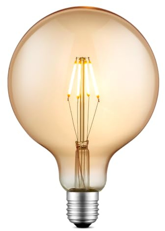 Home Sweet Home Edison Vintage E27 | LED-Filament-Leuchtmittel Carbon | G125 Global LED-Lampe | Ambra | Dimmbar | 4W 400lm 2700K | warmweißes Licht | für E27-Fassungen
