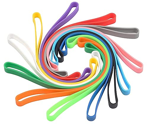 Bandas de Goma Silicona,24pcs Gomas Elasticas Colores Bandas De Goma De Tracción Fuerte Elasticos Cinta de Embalaje,para Libros, Artísticos,Cocinar,Enrollar,Bolsas de Deporte,Oficina,Casa(12colores)