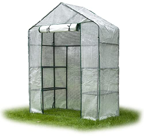 Foliengewächshaus,Gewächshaus Kleines Gartenhäuschen,gewächshaus Balkon, Strapazierfähiger PE-Abdeckung, Winterschutz Für Pflanzen,mit Frühbeet (Size : 143x143x195cm)