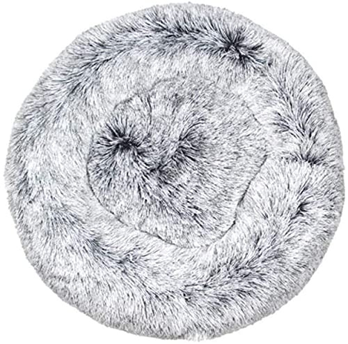Generisch Aldenhoven Goods Hundebett Plüsch 40-120 cm Rund Katzenbett Hundekissen Katzenkissen Donut Hundekörbchen Blitzversand (Gradient Grau, 40 cm)