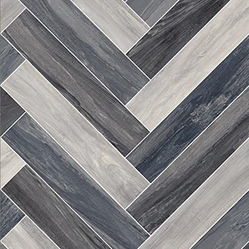 247Floors Parquet Wood Style Flash Vinyl Flooring 2.3mm Realistic Foam Backed Lino Slip Resistant (Light & Grey Modern Parquet, 2m x 3m)