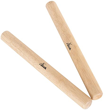 XDrum CG-250 Claves Gummibaum groß - Klangstäbe aus Gummibaum - Rhythmusinstrument für afrokubanische Musik - Heller, durchdringender Klang - Länge: 25 cm - Natur