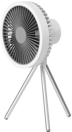 Trípode de doble uso de 10000 mAh/colgante/de pie con ventilador de luz ventilador de techo pequeño Usb para exteriores ventilador de Camping portátil,White