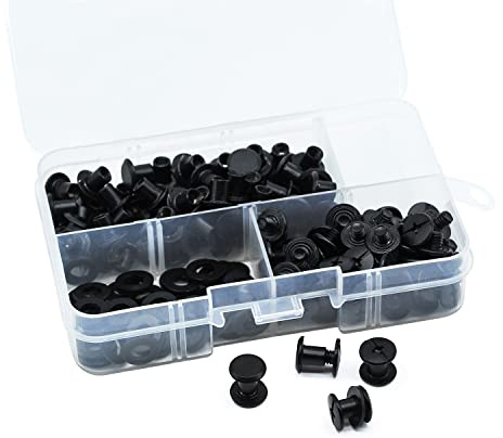 MABAHON 80 Set Chicago Binding Screw M5*6 for DIY Leather Decoration Black