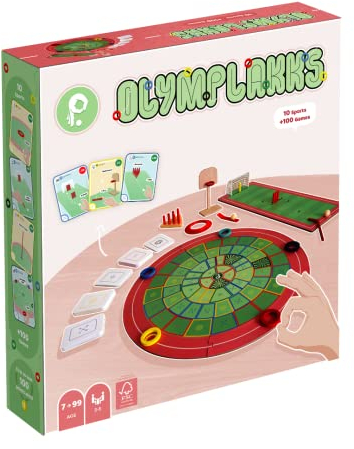 OLYMPLAKKS | Multisport-Brettspiel | Von 7 bis 99 Jahren | 2 bis 5 Spieler | + 10 Sportarten | + 100 Sport Tests | für Kinder und Erwachsene | Geschicklichkeitsspiel | für die ganze Familie