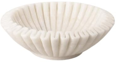 PUSHPA EXPORTS Decorative Marble Scallop Bowl Flower Bowl Fruit Bowl Ruffled Marble Bowl Jewelry Dish Birthday Gift Ring Dish Ripple Bowl Flower Bowl Gift (6 inch)