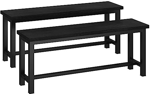 Recaceik Dining Benches, 39 Inch Table Benches, Pair of 2 Benches for Dining Room, Kitchen, Entryway, Bedroom, Industrial Small Bench Kitchen Bench with Metal Legs, Easy to Assemble, Black