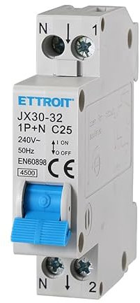 ZOREI Interruptor térmico automático, 1P+N, 220 V, Stotz, 1 módulo DIN, disponible 6 A, 10 A, 16 A, 20 A, 25 A, 32 A (1P+N 25 A)