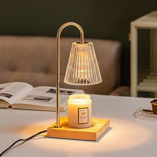 GKXLH Timer & Dimmable Electric Candle Warmer Lamp with 2 Bulbs (Clear) | Gifts for Women, Gifts for Men, Safety Candle Warmer, Candle Lamp for Jar Candles, Scented Wax Melt Warmer for Home Decor