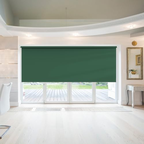 Fensterrollo Klemmrollo 40 x 180 cm, Blickdicht Sichtschutz Sonnenschutz, Thermo Dachfenster Rollo, Klemmfix ohne Bohren, für Dachfenster, Dunkelgrün